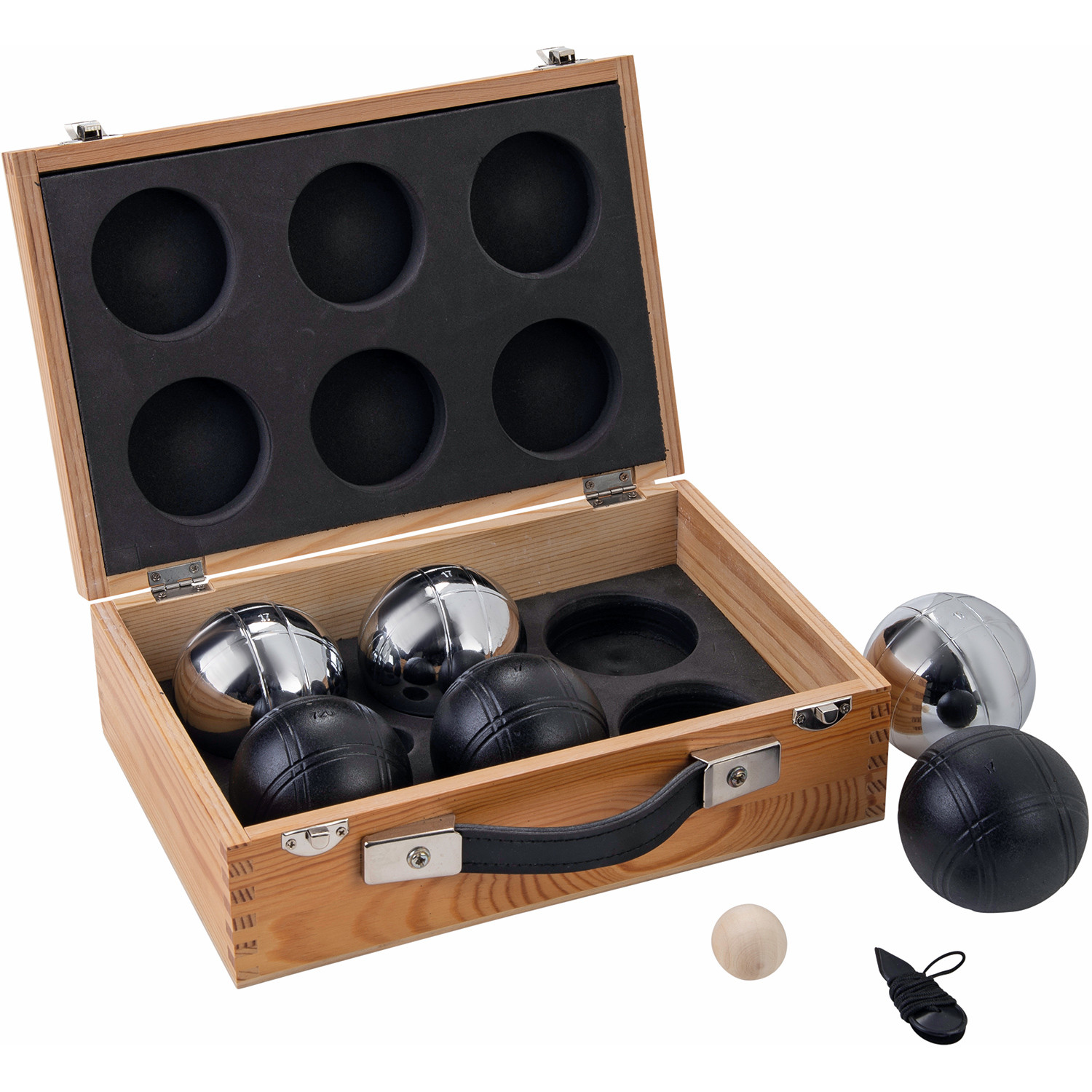 Jeu de boules métal/ black (6 boules) boîte en bois