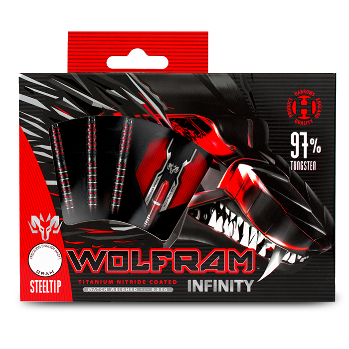 Fléchettes Harrows Wolfram Infinity GR 97% Tungstène pointe acier (Plusieurs modèles)