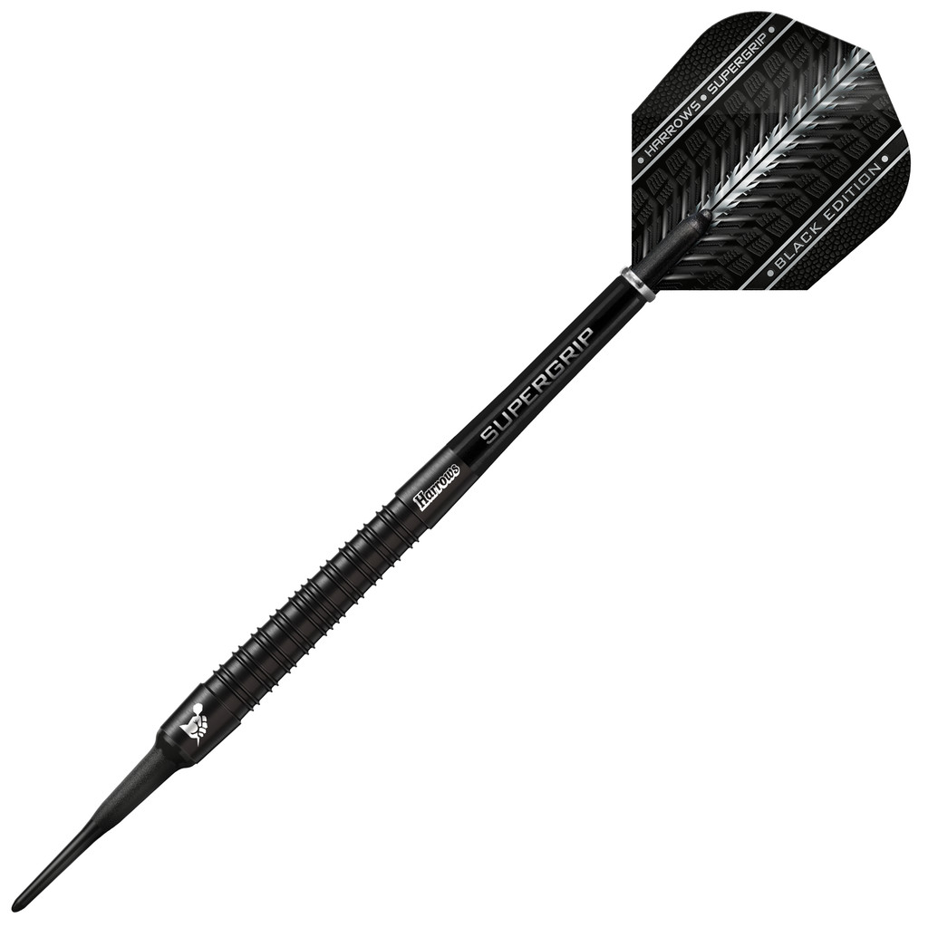 Fléchettes-Harrows-Supergrip-Black-Edition-90%-Tungstène-pointe-nylon-18g