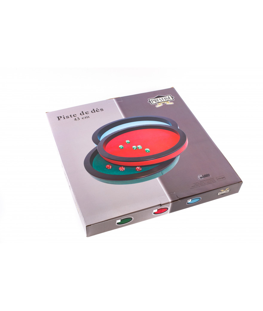 Piste de Dés Prestige Ø43 cm avec 5 dés (Tapis vert)