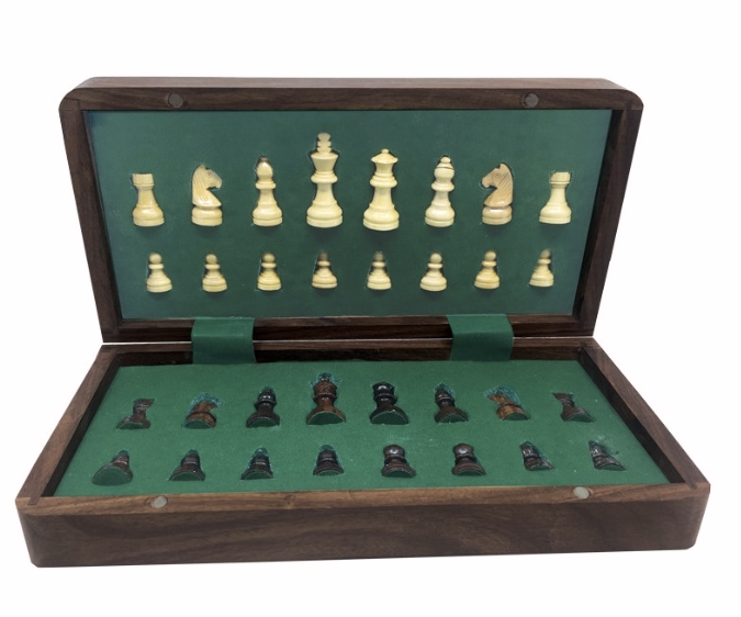 Coffret patiné échecs magnétique 25 cm