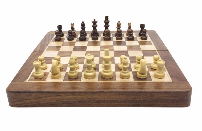 Coffret patiné échecs magnétique 25 cm