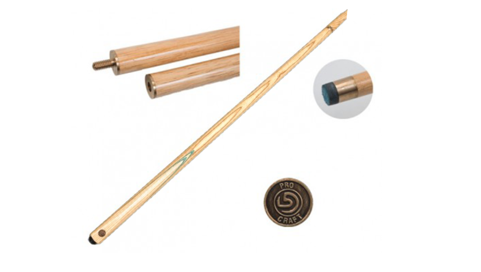 Queue 1/2 Pool Snooker Erable 9mm collé - Fût naturel (Flamme vert/naturel)