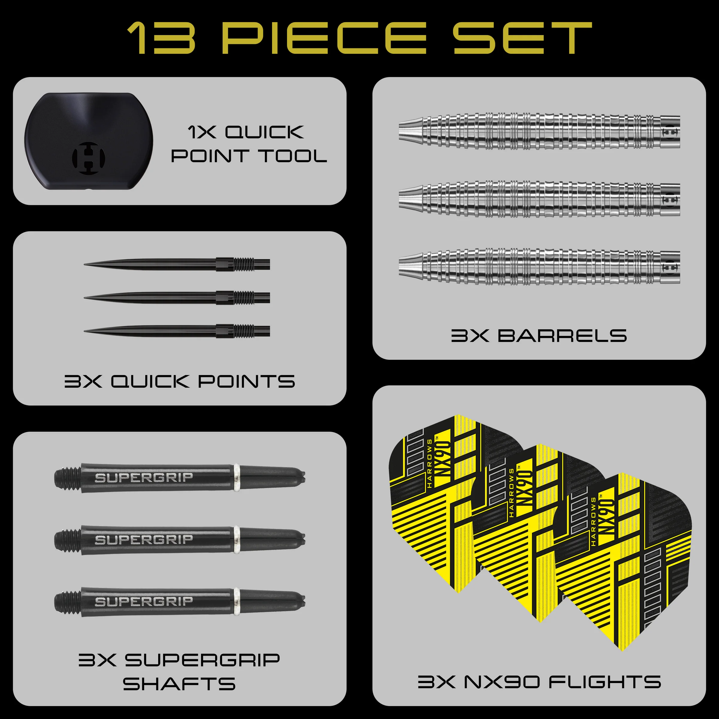 Fléchettes-Harrows-steeltip-NX90-Tapered-90-tungsten-acier