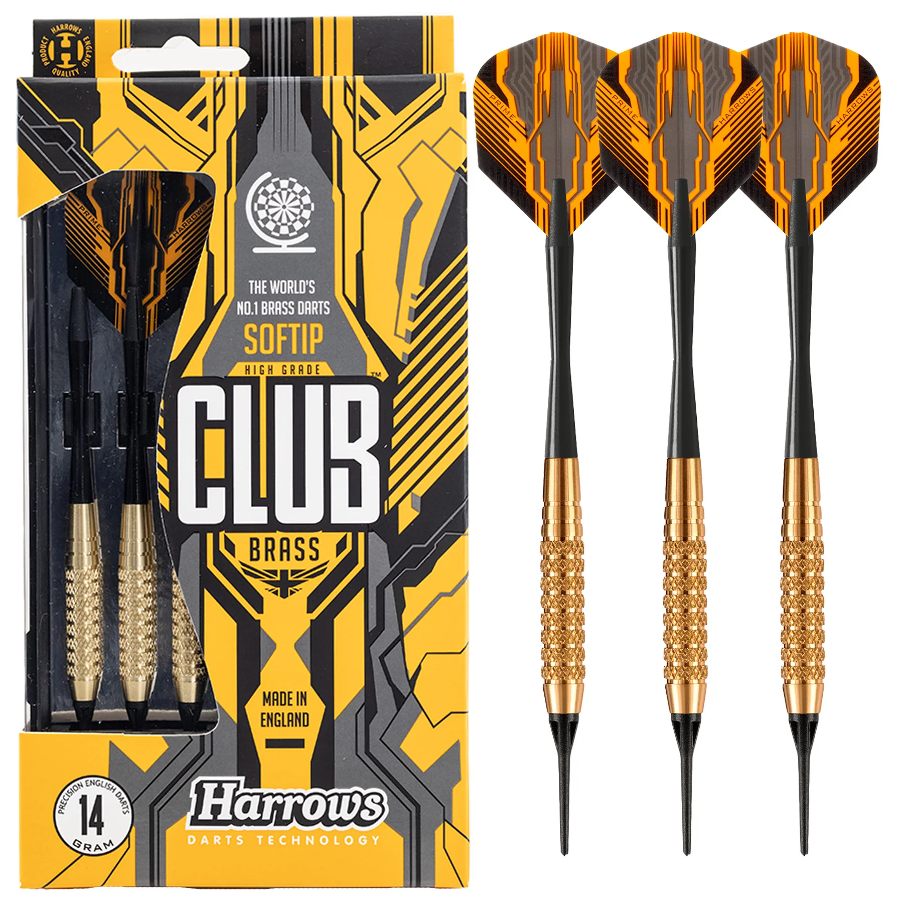 Fléchettes-Harrows-Club-Brass-pointe-nylon-14GK