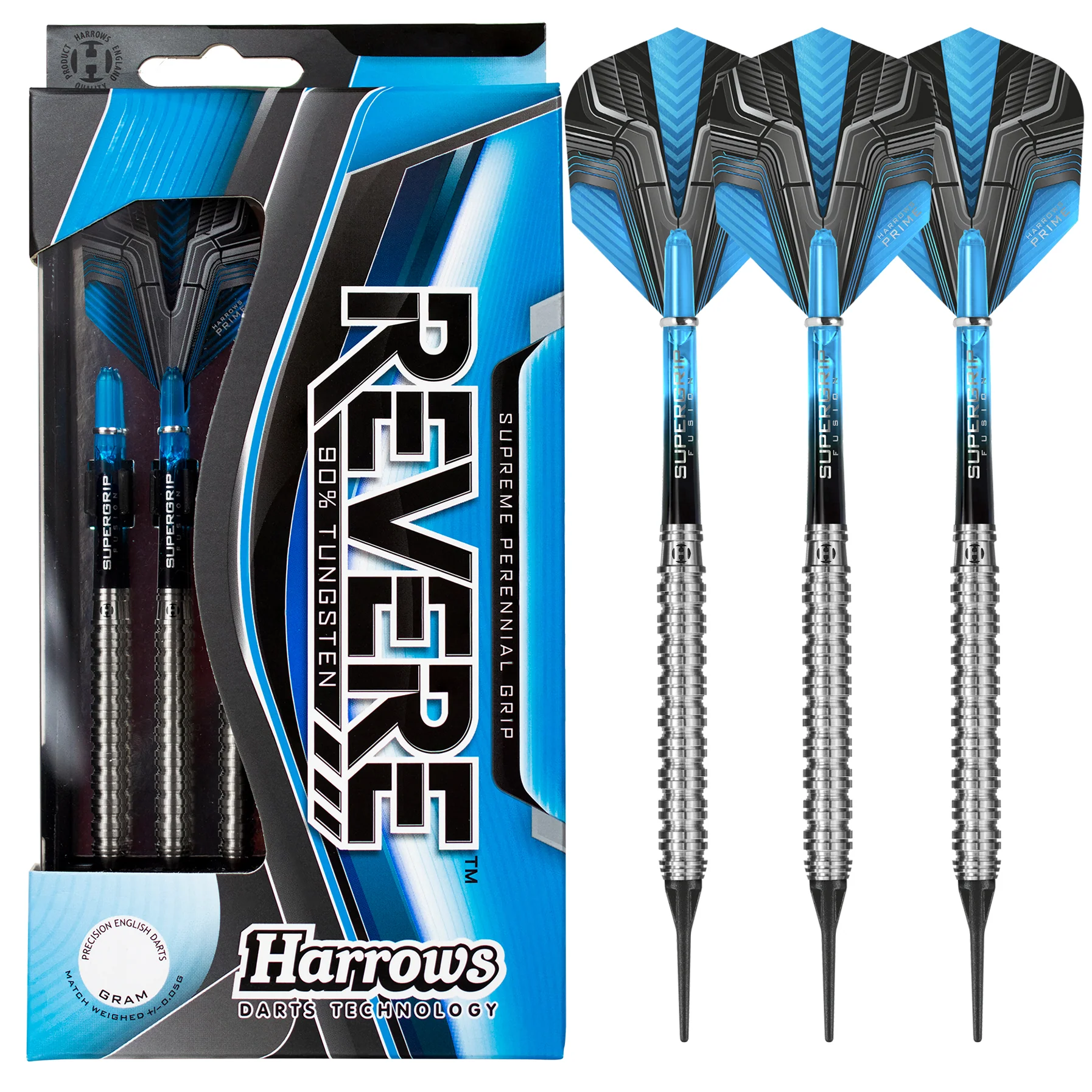 Fléchettes-Harrows-Revere-18GR-90%-Tungstène-pointe-nylon