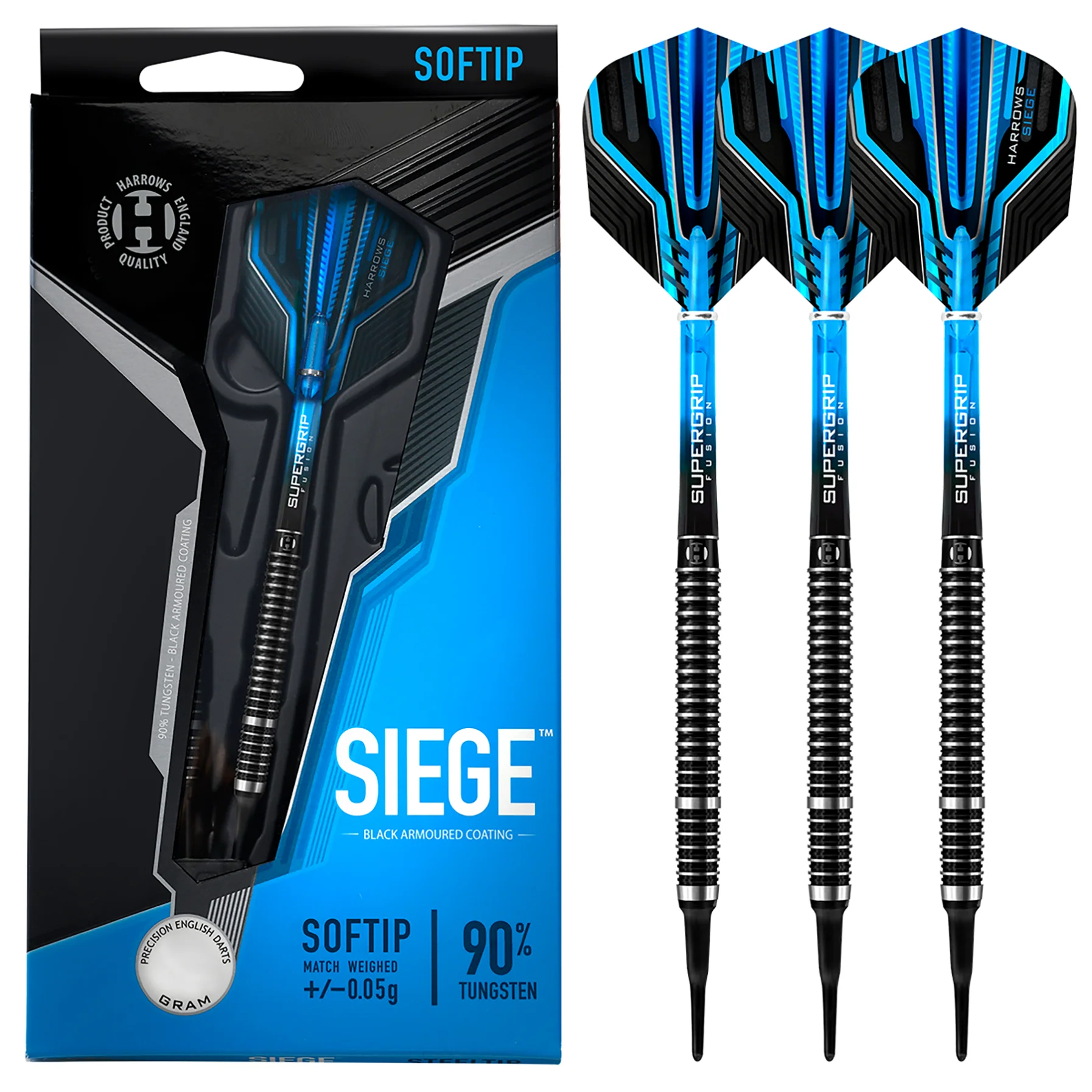 Fléchettes-Harrows-Siège-90%-Tungstène-18GR-pointe-nylon