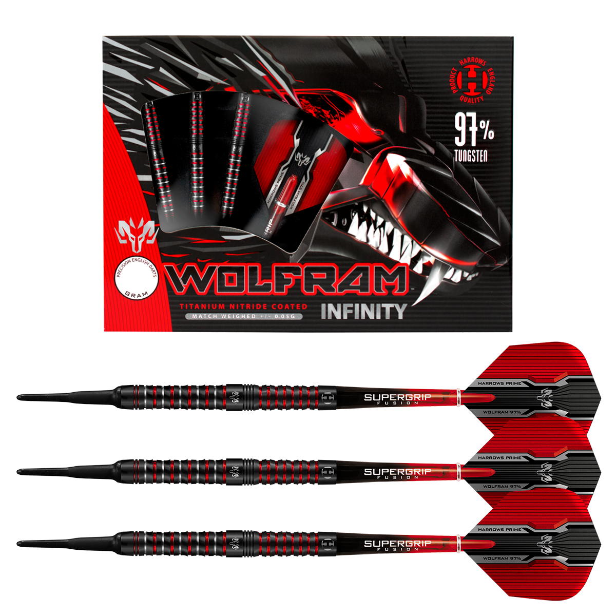 Fléchettes-harrows-Wolfram-Infinity-18GR-97%-Tungstène-point-nylon