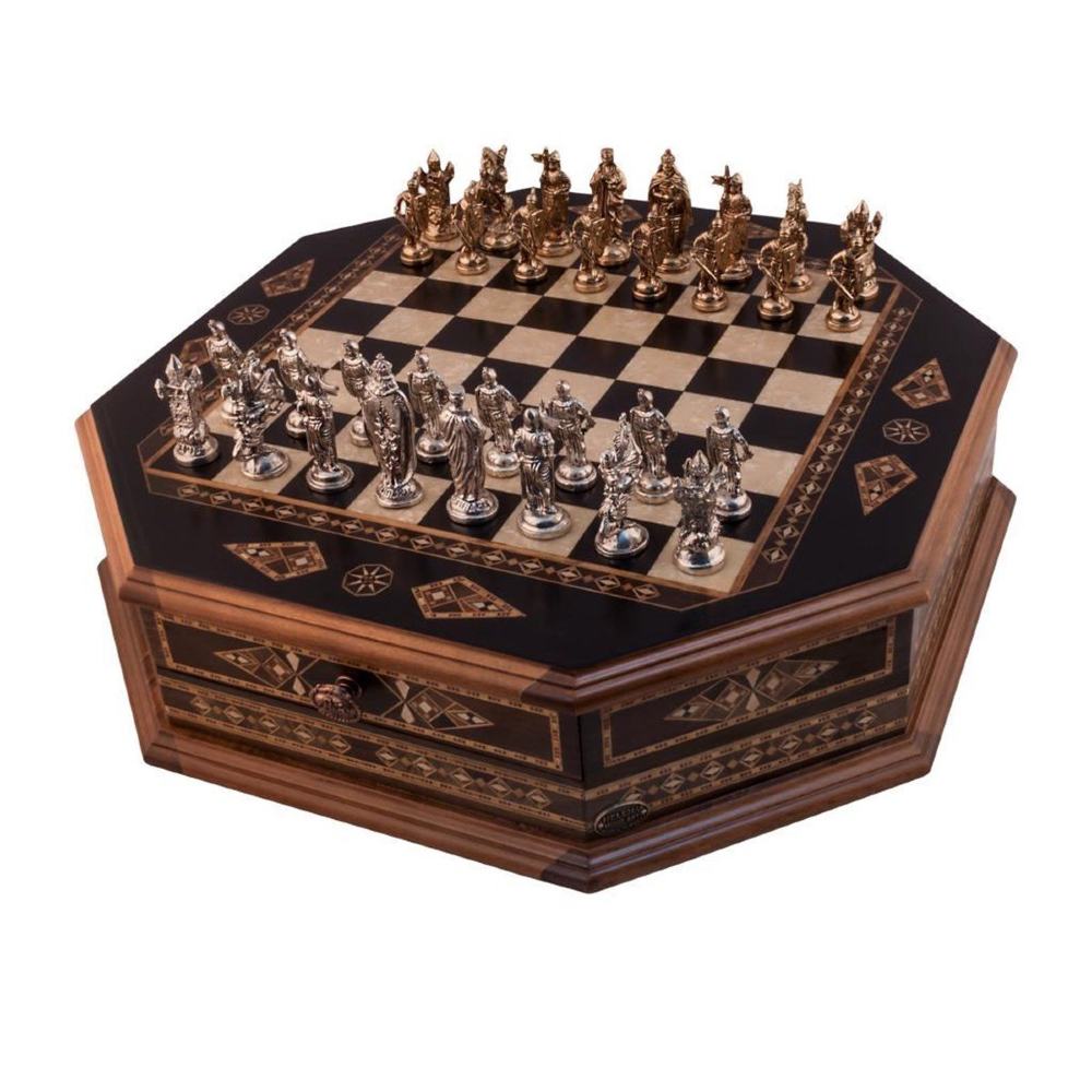 Coffret-d\'échecs-Octogonal-54cm-Helena-Noir-black