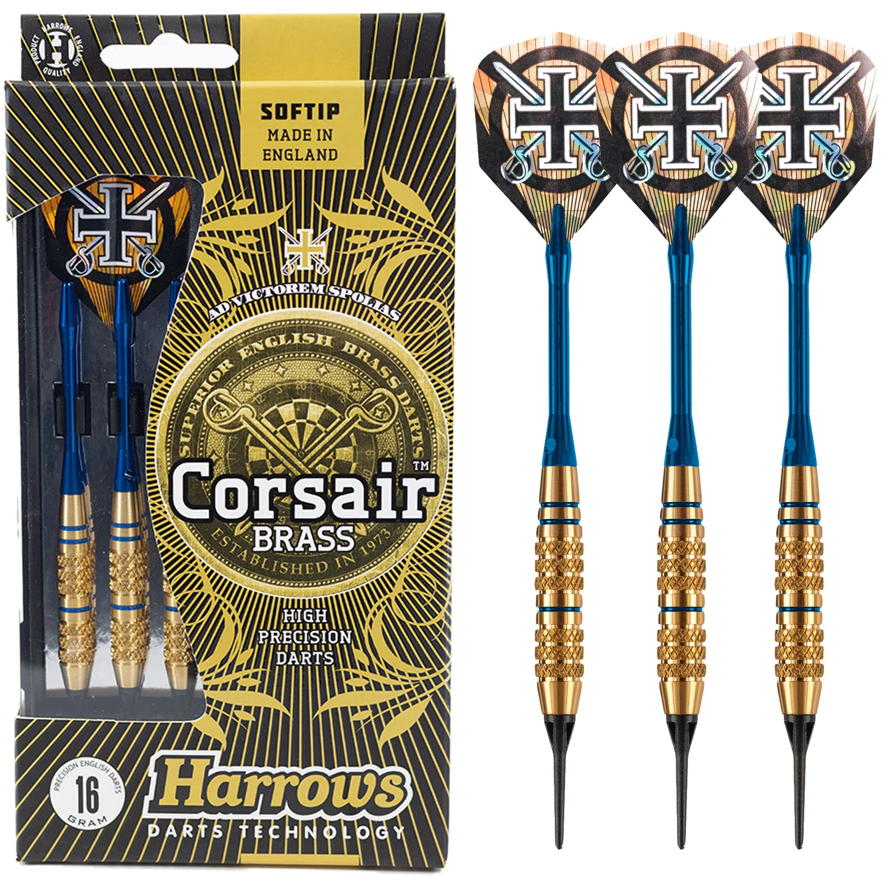 flechette-harrows-nylon-pointe-corsair-bleu