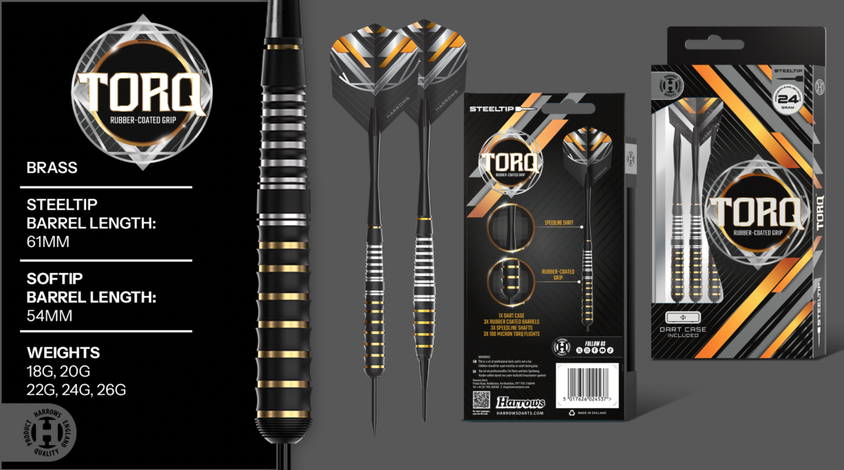 Fléchettes-Harrows-Brass-Torq-Nylon-22grammes